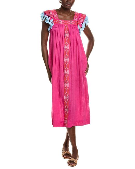 MER ST BARTH Pink Sandrine Maxi Dress