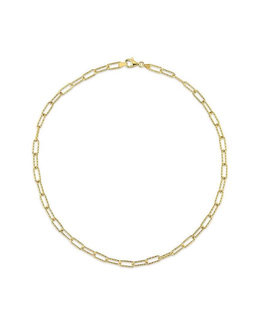 Italian Silver Metallic 18k Over Paperclip Chain Necklace