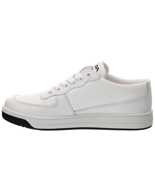 Prada White Logo Leather Sneaker
