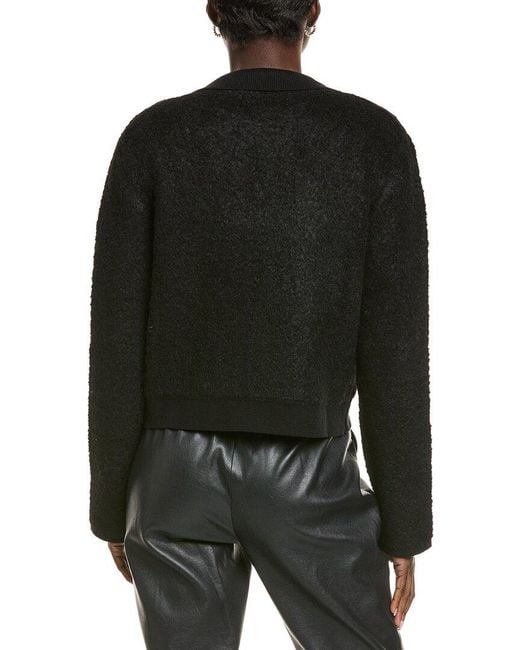 Endless Rose Black Collared Button-Up Wool-Blend Jacket