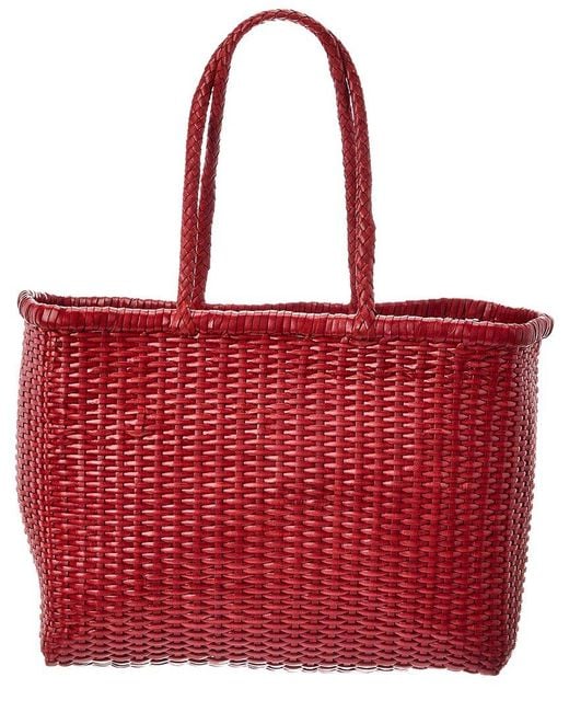 Dragon Diffusion Red B Weave Big Leather Tote
