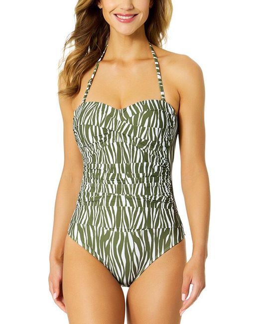 Anne Cole Green Twist Front Strapless One-Piece