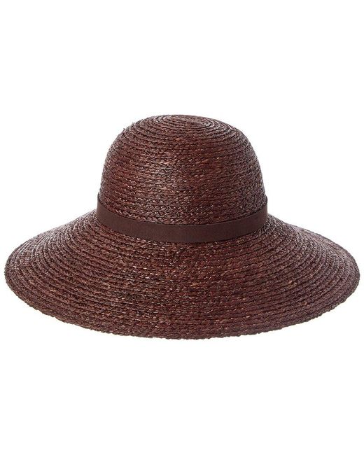 Bruno Magli Brown Wide Brim Round Crown Straw Sun Hat