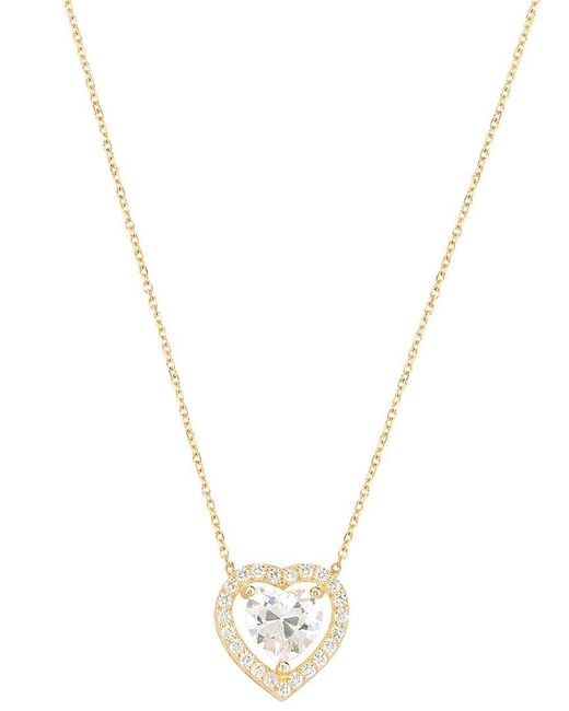 Gabi Rielle Metallic Color Forward 14k Vermeil Crystal Halo Heart Necklace