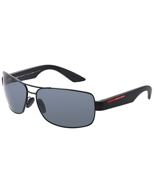 Prada Blue 65Mm Polarized Sunglasses for men
