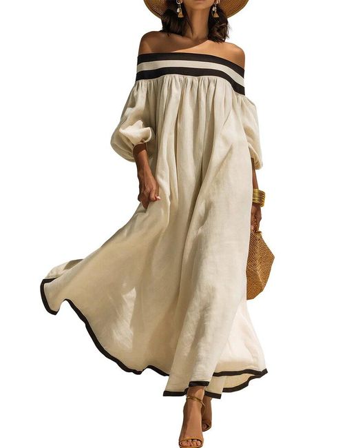 AMINA GLAM Natural Maxi Dress