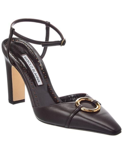Manolo Blahnik Metallic Querelle 105 Leather Pump
