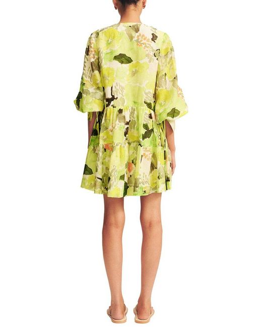 Shona Joy Yellow Roscoe Tiered Linen-Blend Mini Dress
