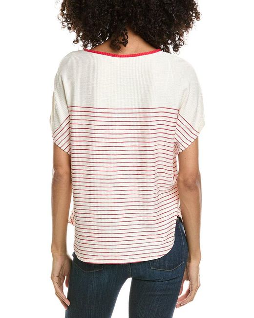 Max Studio White Short Sleeve Stripe Top