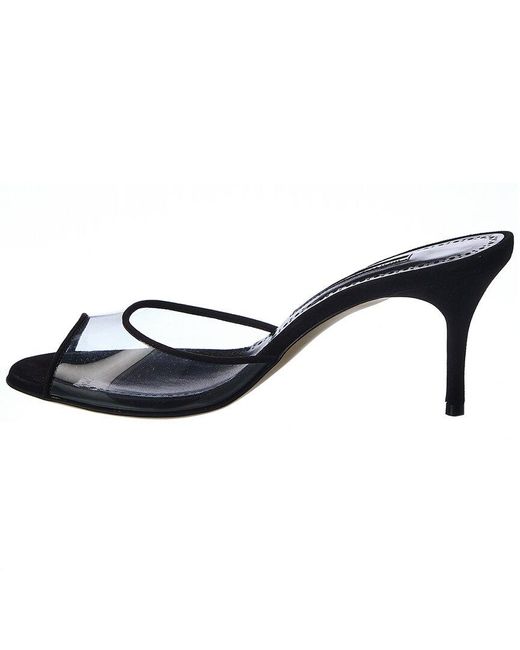 Manolo Blahnik Metallic Jadifa 70 Vinyl & Suede Sandal