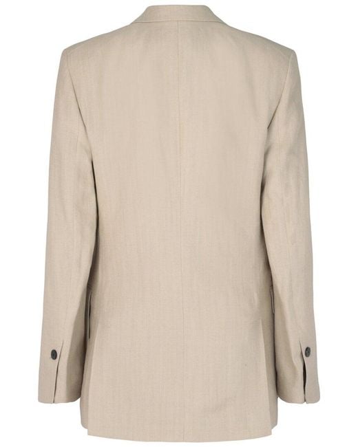 Ferragamo Natural Single Breasted Linen-Blend Blazer