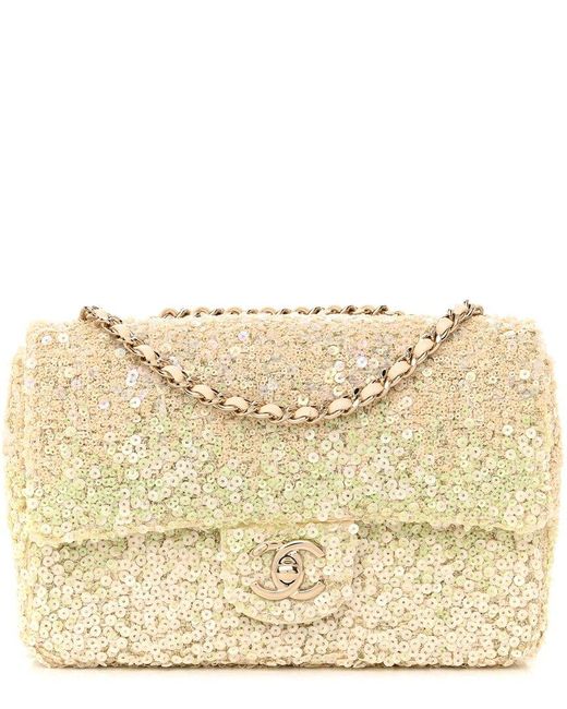 Chanel Natural Canvas Shaded Sequin Mini Flap Bag (Authentic Pre-Owned)