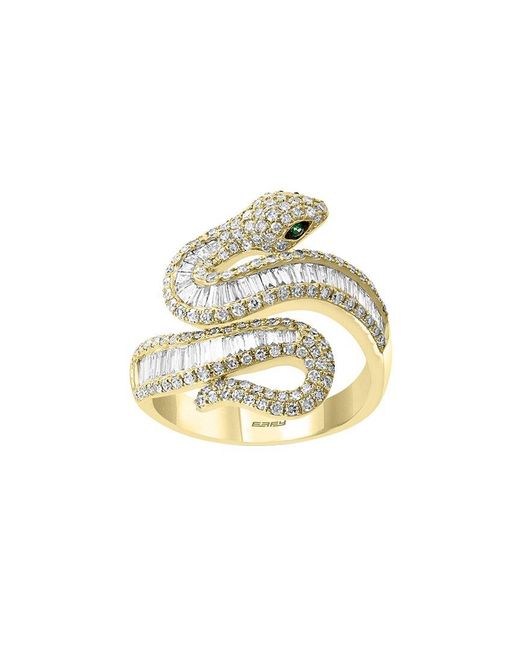 Effy Fine Jewelry White 14K 1.12 Ct. Tw. Diamond & Emerald Ring