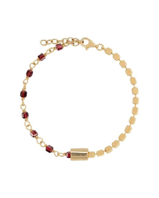 Karma and Luck Metallic Zodiac Plated Garnet Beaded Bracelet