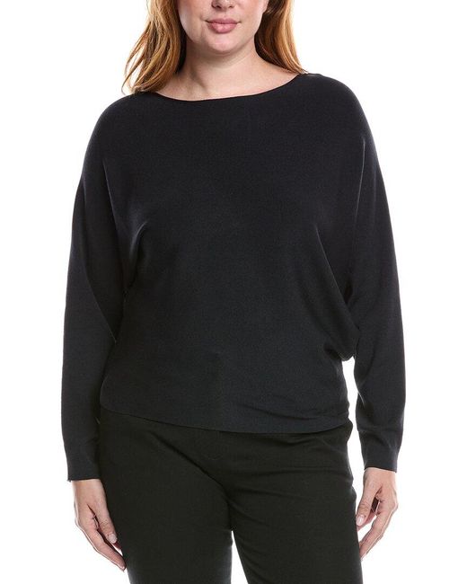 Lafayette 148 New York Black Asymmetric Dolman Silk-blend Sweater
