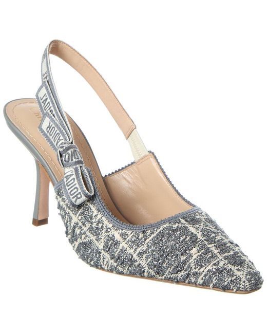 Dior White J'A Tweed & Leather Slingback Pump