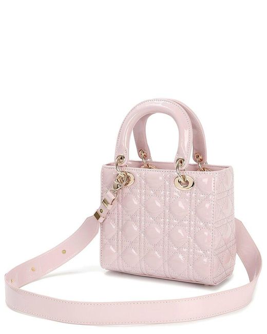 Tiffany & Fred Paris Pink Mini Patent Quilted Tote