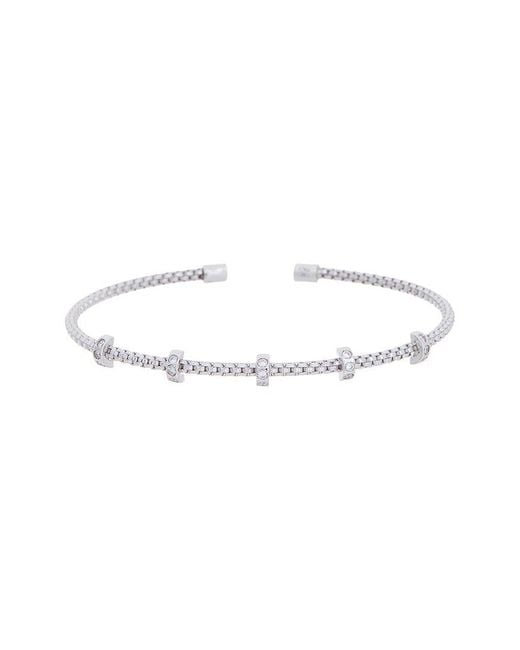 Meshmerise White 18K Plated 0.15 Ct. Tw. Diamond Mesh Bangle