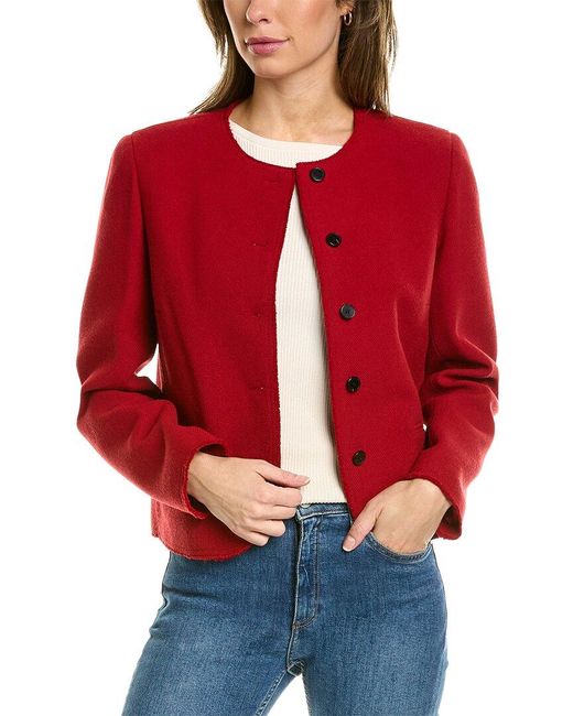 Lafayette 148 New York Red Alden Wool-blend Jacket