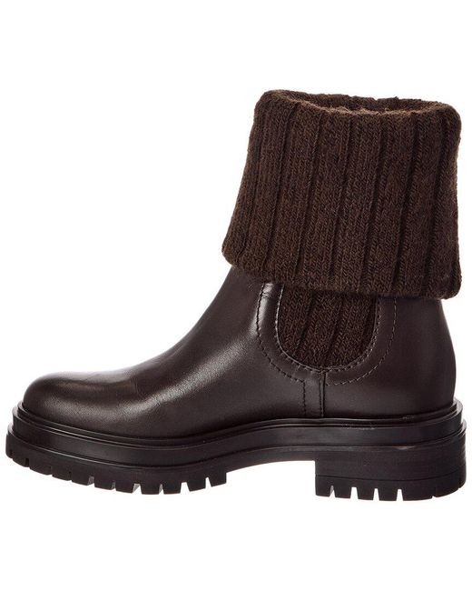 Gianvito Rossi Brown Tenney 20 Knit & Leather Boot