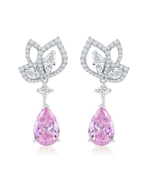 Suzy Levian CZ Jewelry Pink Suzy Levian Gala Collection Cz Drop Dangle Earrings