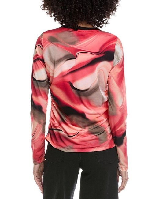 DKNY Red Printed Top