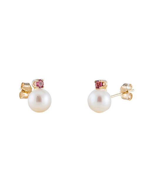 Splendid Multicolor 14k 0.10 Ct. Tw. Peridot & 7-7.5mm Freshwater Pearl Studs