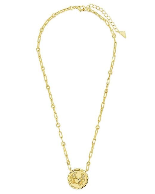 Sterling Forever Metallic 14k Plated Cz Bold Link Cancer Zodiac Necklace