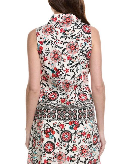 Tahari White Button Blouse