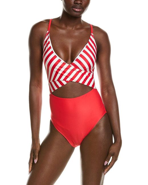 summersalt Red The Sea Breeze Cutout One-Piece