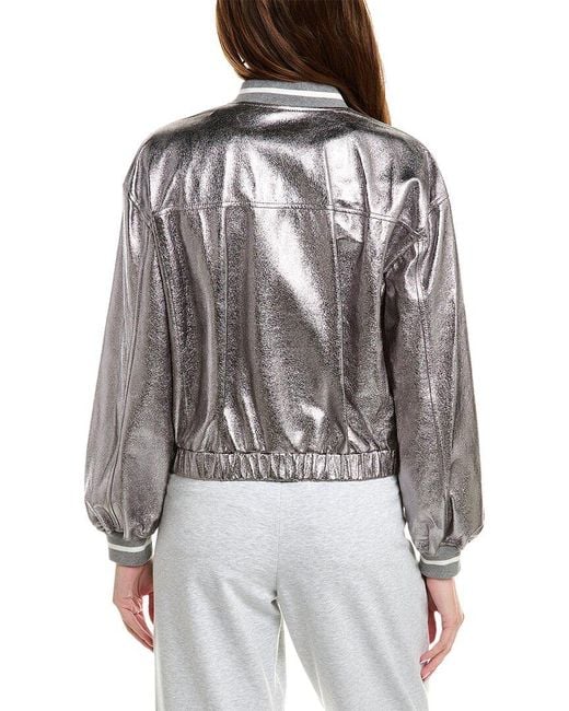 Brunello Cucinelli Gray Leather Jacket