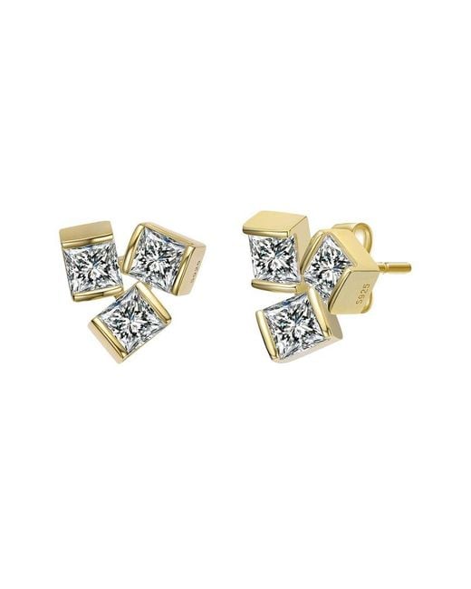 Rachel Glauber Metallic 14K Plated Cz Stud Earrings