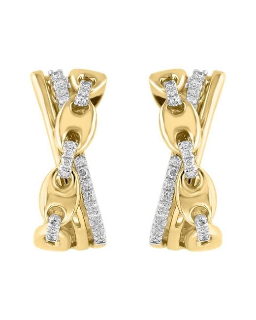 Effy Fine Jewelry Metallic 14K Over 0.17 Ct. Tw. Diamond Earrings