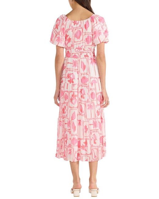 MINKPINK Pink Bria Puff Sleeve Midi Dress
