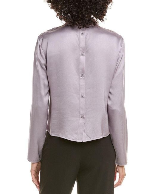Bella Dahl Purple Mock Neck Button Back Top