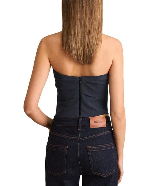 Reiss Blue Millie Ruched Bandeau Top