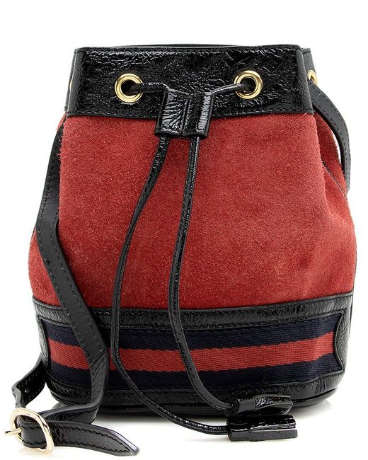 Gucci Red Patent Microfiber Ophidia Mini Bucket Bag (Authentic Pre- Owned)