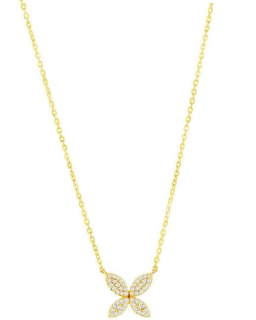 Suzy Levian Metallic 14K 0.09 Ct. Tw. Diamond Marquise Flower Necklace