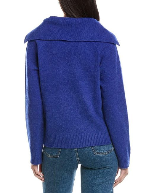 WeWoreWhat Blue V-Neck Wool-Blend Sweater