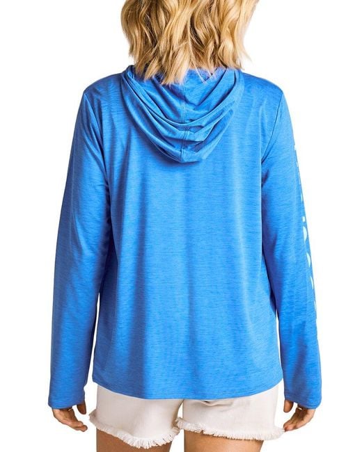 Life Is Good. Blue Long Sleeve Hooded Sun Crusher Shirt