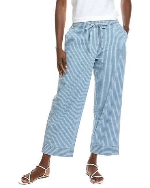 Jones New York Blue Tie Waist Chambray Pant