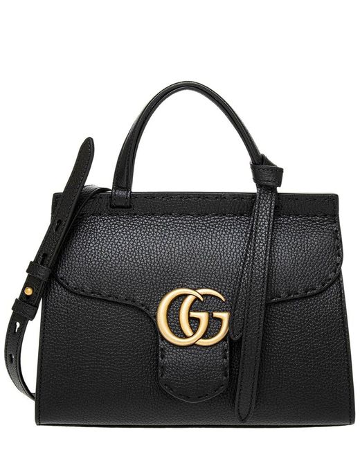 Gucci Black Gg Marmont Leather Satchel