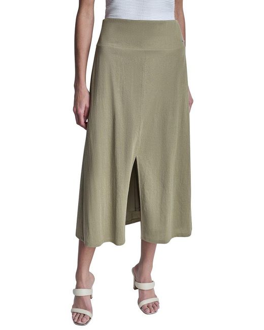 DKNY Green Arid Pique Mini Logo Emblem Slit Skirt