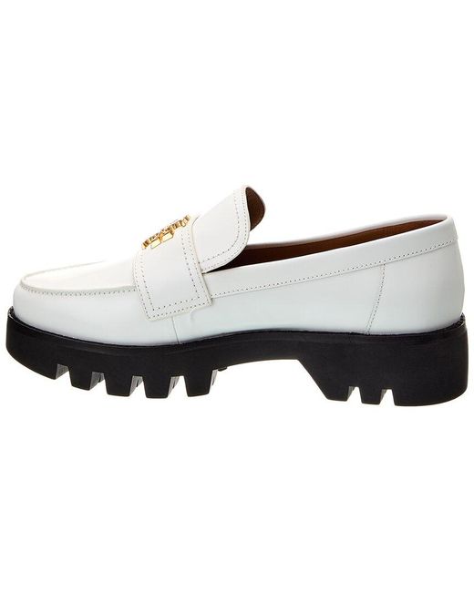 Tory Burch White Mini Everly Chunky Leather Loafer