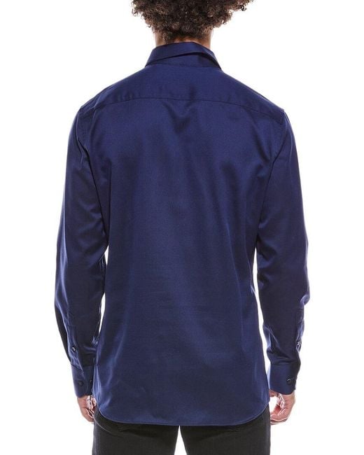 Eterna Blue Slim Fit Dobby Shirt for men