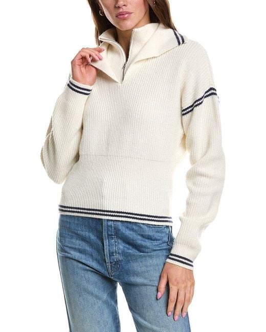 Rowing Blazers Blue Double Collar 1/4-Zip Wool-Blend Pullover
