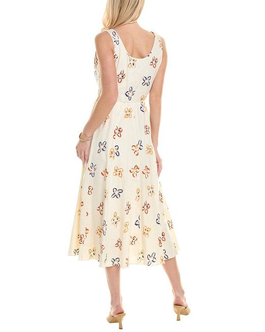 Rebecca Taylor Natural Flame Fleur Linen-blend Maxi Dress