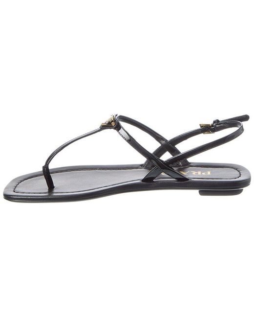 Prada Metallic Logo Leather Sandal