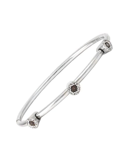 Gemstones White Steel 0.36 Ct. Tw. Diamond & Smoky Quartz Bangle Bracelet