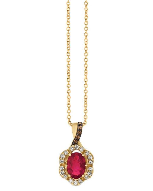 Le Vian White 14k Honey Goldtm 0.87 Ct. Tw. Diamond & Ruby Pendant Necklace